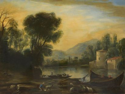 null D'après Claude Gellée, dit Le LORRAIN (1600-1682)
Le moulin, sur la rivière
Huile...