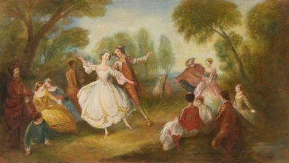 null D'après Nicolas LANCRET (1690-1743)
La danse de la Camargo
Huile sur toile.
39...