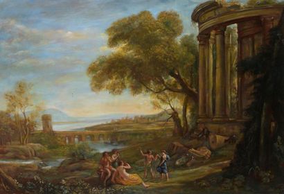 null D'après Claude Gellée, dit Le LORRAIN (1600-1682)
Paysage avec satyres dansant...