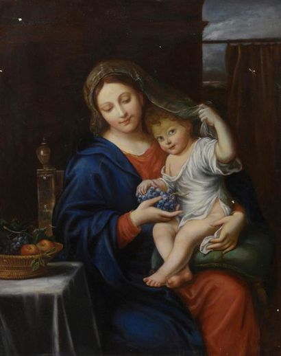 null D'après Pierre MIGNARD (1612-1695)
Vierge à la grappe 
On y joint une étude...