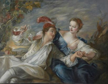 null D'après Jean-Marc NATTIER (1685-1766)
L'alliance de l'amour et du vin
Huile...