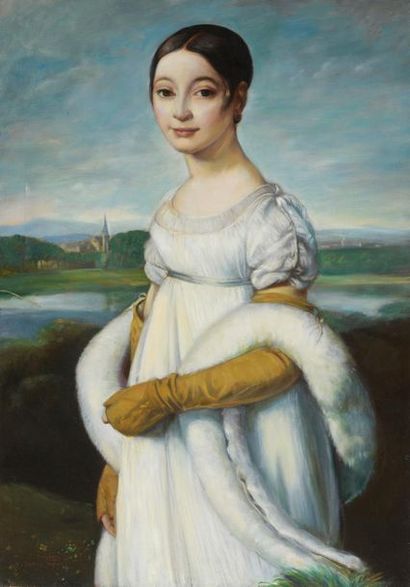 null D'après Jean Auguste Dominique INGRES (1780-1867)
Mademoiselle Rivière 
Huile...