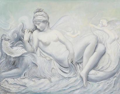 null D'après une sculpture
Etude de bas-relief pour Vénus et l'Amour 
Huile sur toile.
73...