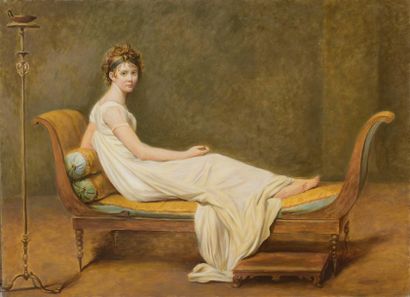 null D'après Jacques Louis DAVID (1748-1825)
Mme Récamier 
Huile sur toile.
73 x...