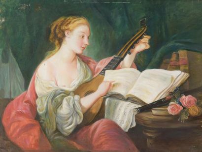 null D'après François BOUCHER (1703-1770)
Allégorie de la Musique 
Huile sur toile.
71...