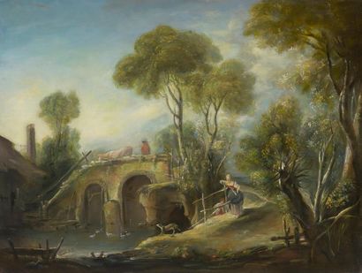 null D'après François BOUCHER (1703-1770)
Le Pont
Huile sur toile
60 x 81 cm
Cachet...