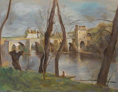 null D'après Camille COROT (1796-1875)
Le pont de Mantes
Huile sur toile.
50 x 65...