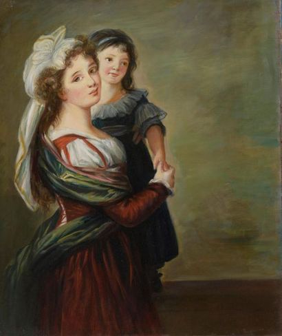 null D'après Elisabeth VIGEE-LEBRUN (1755 - 1842)
Madame Rousseau et sa fille 
Huile...