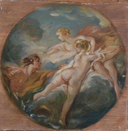 null D'après François BOUCHER (1703-1770)
Satyre et nymphe
Huile sur toile marouflée...