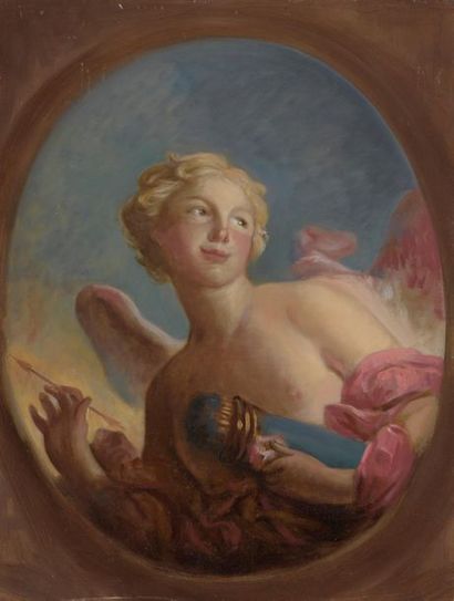 null D'après Jean-Honoré FRAGONARD (1732-1806)
Marie-Catherine Colombe comme Cupidon
Huile...