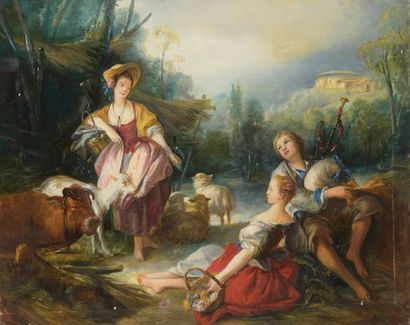 null D'après François BOUCHER (1703-1770)
Pastorale d'été
Huile sur toile.
50 x 61...