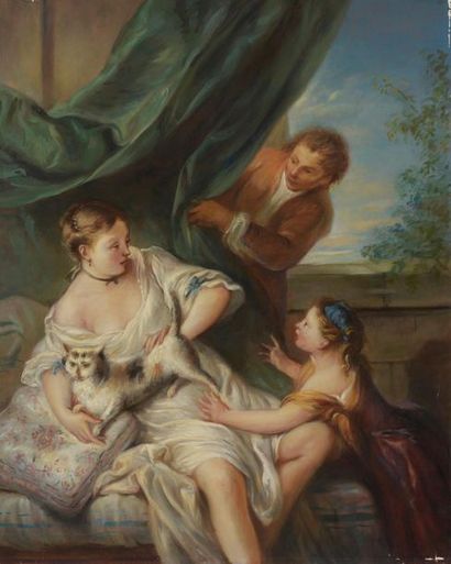 null D'après François BOUCHER (1703-1770)
La jeune femme 
Huile sur toile. 
81 x...