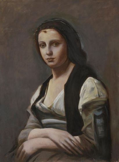 null D'après Camille COROT (1796-1875)
La femme à la perle
Huile sur toile. 
74 x...
