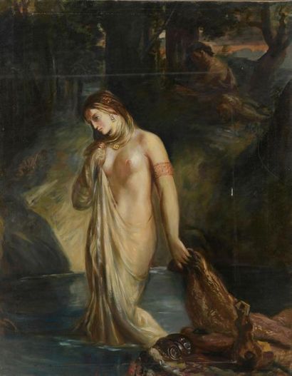  D'après Théodore CHASSÉRIAU (1819-1856)
Suzanne au bain 
Huile sur toile.
95 x 75cm
Cachet... Gazette Drouot