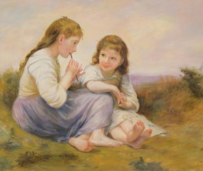 null D'après William BOUGUEREAU (1825-1905)
Idylle enfantine
Huile sur toile.
54...
