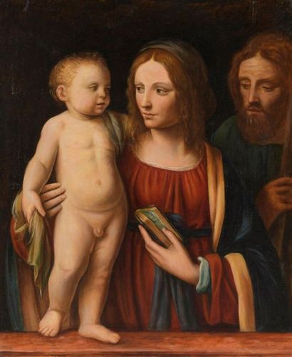 null D'après Bernardino LUINI (c.1480/85-1532)
Sainte Famille
Huile sur toile.
73...