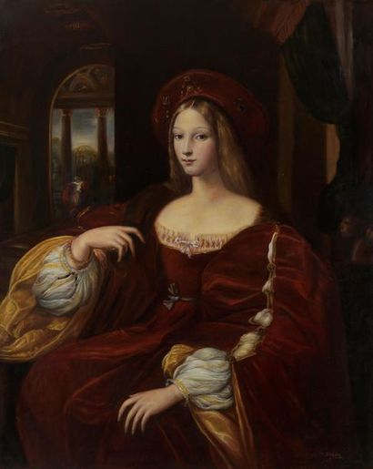 null D’après Raffaëllo SANZIO, dit RAPHAEL (1483 – 1520)
Jeanne d'Aragon 
Huile sur...