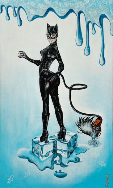 null NEA (XXe)
Fluffy Catwoman
Acrylique sur toile, signée en bas à droite
55 x 33...