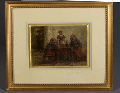 null Wilfrid BEAUQUESNE (1847-1913)


Zouaves à l'auberge


Huile sur panneau.


Signée...
