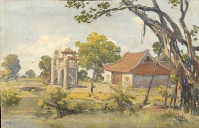 null NGUYEN MAI THU (act.c.1930-1955)


Temple et maison aux abords du village


Huile...