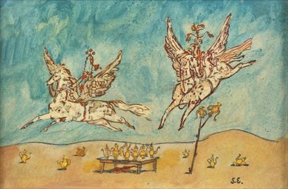 null Stanislas ELESZKIEVICS (1900-1963)


Les chevaux ailés


Huile sur carton.


Monogrammée...