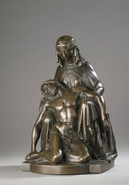null James PRADIER (1790-1852)


Piéta


Bronze à patine brune nuancée de rouge 


Signée...