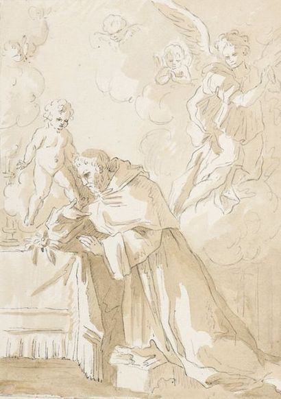 null Lot de deux dessins :


Ecole ITALIENNE vers 1700


Le supplice de Saint François...