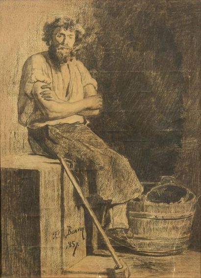 null François BONVIN (1817-1887)


Forgeron au repos, fumant la pipe


Crayon.


Signé...