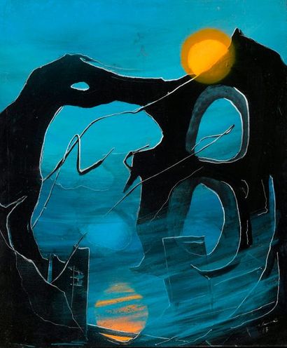 null ALDINE (1917-1998)	


La grotte, 1976-1977 


Acrylique sur toile signée et...