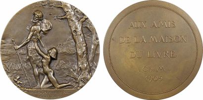 null *Égypte, La Maison sur le Nil, de Pierre Louÿs,
Médaille en bronze, signée G.Laplanne,...