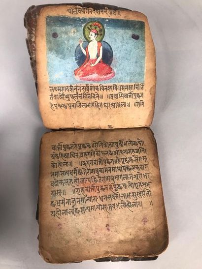 null Manuscrit hindouiste de 19 pages, 19 illustrations. 
Fin XIXe siècle
15,5 x...