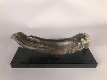 null MAIN DE BOUDDHA, THAÏLANDE
En bronze à patine brune
L : 29,5 cm