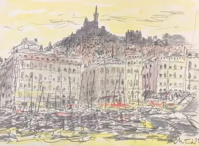 null Toshio MATSUDA (1949)
"Bastia, Vieux Port"
Crayon et aquarelle sur papier, signé...