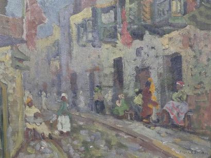 null Frank A. BROWN (1876-1962)
Rue Arcelin à Biskra
Huile sur toile signée en bas...