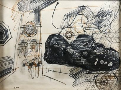 null Raoul MICHAU (1897-1981)
Sans titre, 1961
Technique mixte et collage sur papier,...