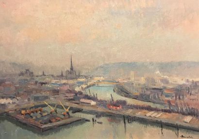 null Albert MALET (1912-1986)
Vue du Port de Rouen
Huile sur toile, signée en bas...