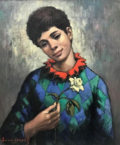 null Antonin Ivanovitch SOUNGOUROFF (1894-1976)
Arlequin à la rose
Huile sur toile
Signée...