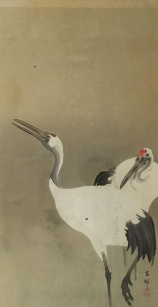 null Ohara Koson (1877-1945)
Oban tate-e, Japon
Représentant deux grues sur fond...