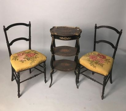Lot comprenant :
- Une paire de chaises Napoléon...