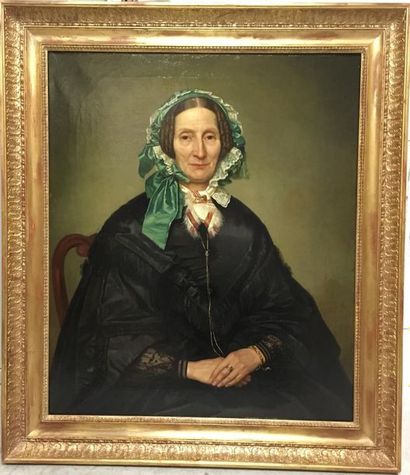 null Barend Leonardus HENDRIKS (1830-1899) 
Portrait de femme, 1861
Huile sur toile
Signée...