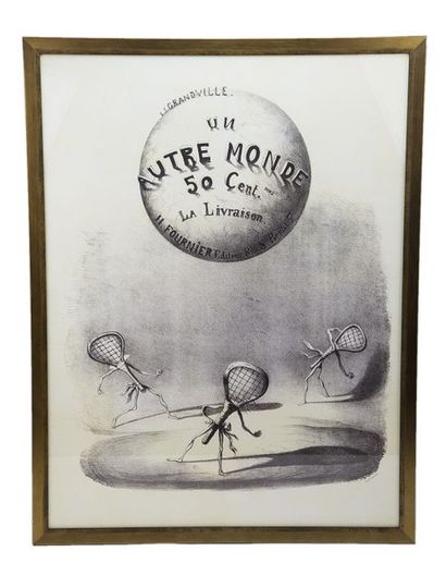 null [Grandville, J.-J.]. - Un Autre Monde. Affiche encadrée (72,8 x 54,6 cm à vue),...