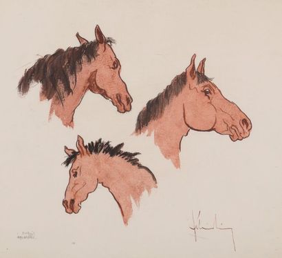 Félix SCHIVO (1924-2006) 

ÉTUDES DE CHEVAUX


Trois dessins à l’encre et aquarelle


Signés...