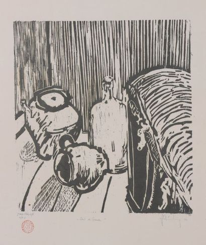 Félix SCHIVO (1924-2006) 

LOT DE CINQ GRAVURES SUR BOIS :


– PANIER AUX BOUTEILLES


Avec...