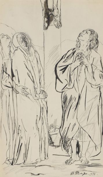 Maurice MAZO (1901-1989) 

SAINT JEAN, LA VIERGE ET MARIE-MADELEINE AU PIED DE LA...