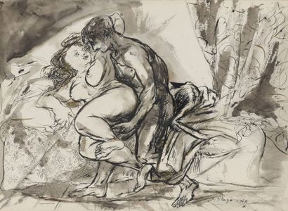 Maurice MAZO (1901-1989) 

COUPLE ASSIS ENLACE SUR UN LIT, 1948


Encre de Chine,...