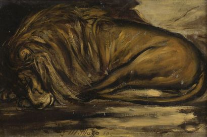 Maurice MAZO (1901-1989) 

Lion dormant, 1958


Huile sur toile marouflée sur carton


Signée...