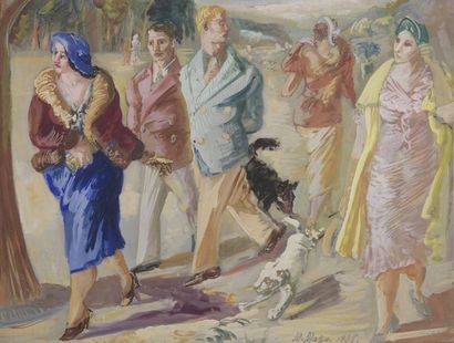 Maurice MAZO (1901-1989) 

Cinq personnages et deux chiens, 1935


Gouache et aquarelle...