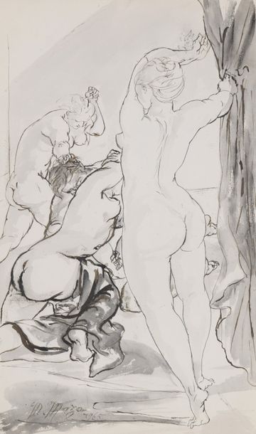 Maurice MAZO (1901-1989) 

SCENE DE VIOLENCE ENTRE TROIS FEMMES ET UN HOMME, 1965


Encre...