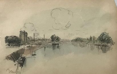 null Raymond RENEFER (1879-1957)
Bord de Seine
Technique mixte sur papier, signé...