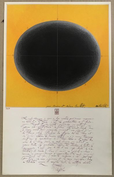 null Mircea MILCOVITCH (1949)
Oeuf cosmique noir sur fond jaune
Lithographie sur...